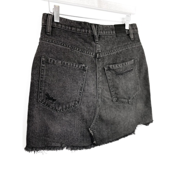 Free People We The Free Brea Cutoff Button Fly Denim Mini Skirt, Black - Size 28 - Picture 7 of 8